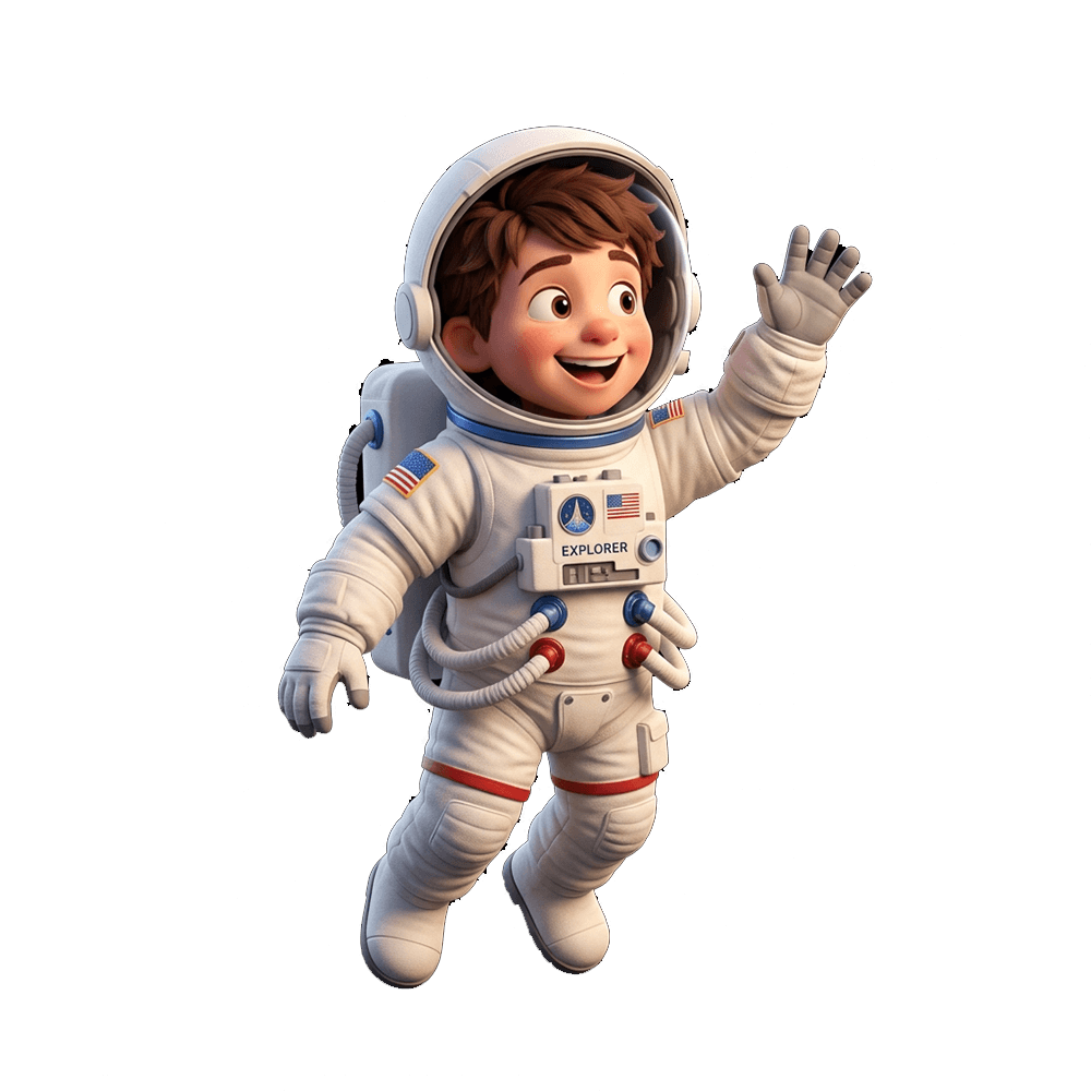 Hand-animated astronaut character